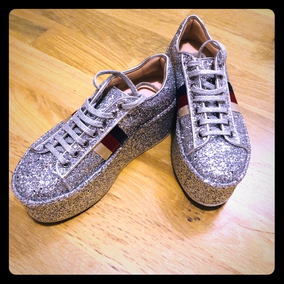 Gucci Shoes - Gucci Ladies Glitter Platform Sneakers, 36.5